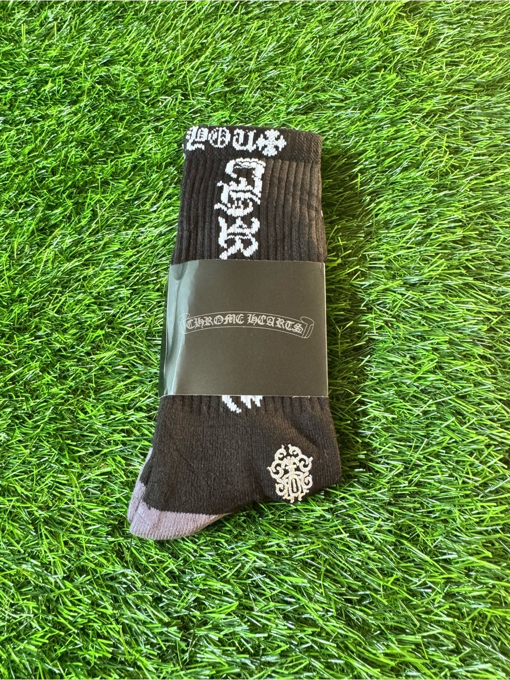 Chrome Hearts Black Crew Socks - Logo Graphic